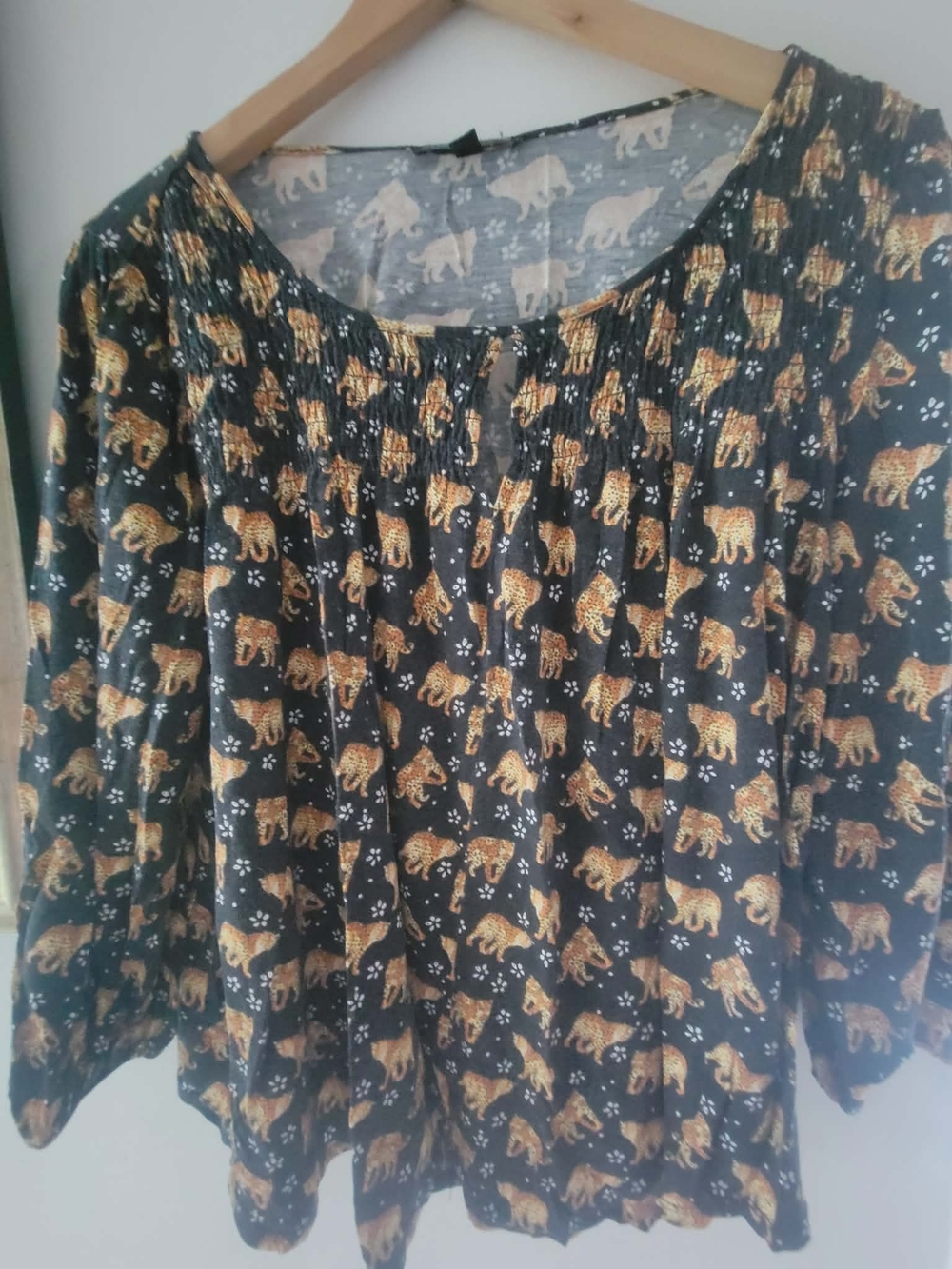 Cable & Gauge Black Top with Leopard Accents